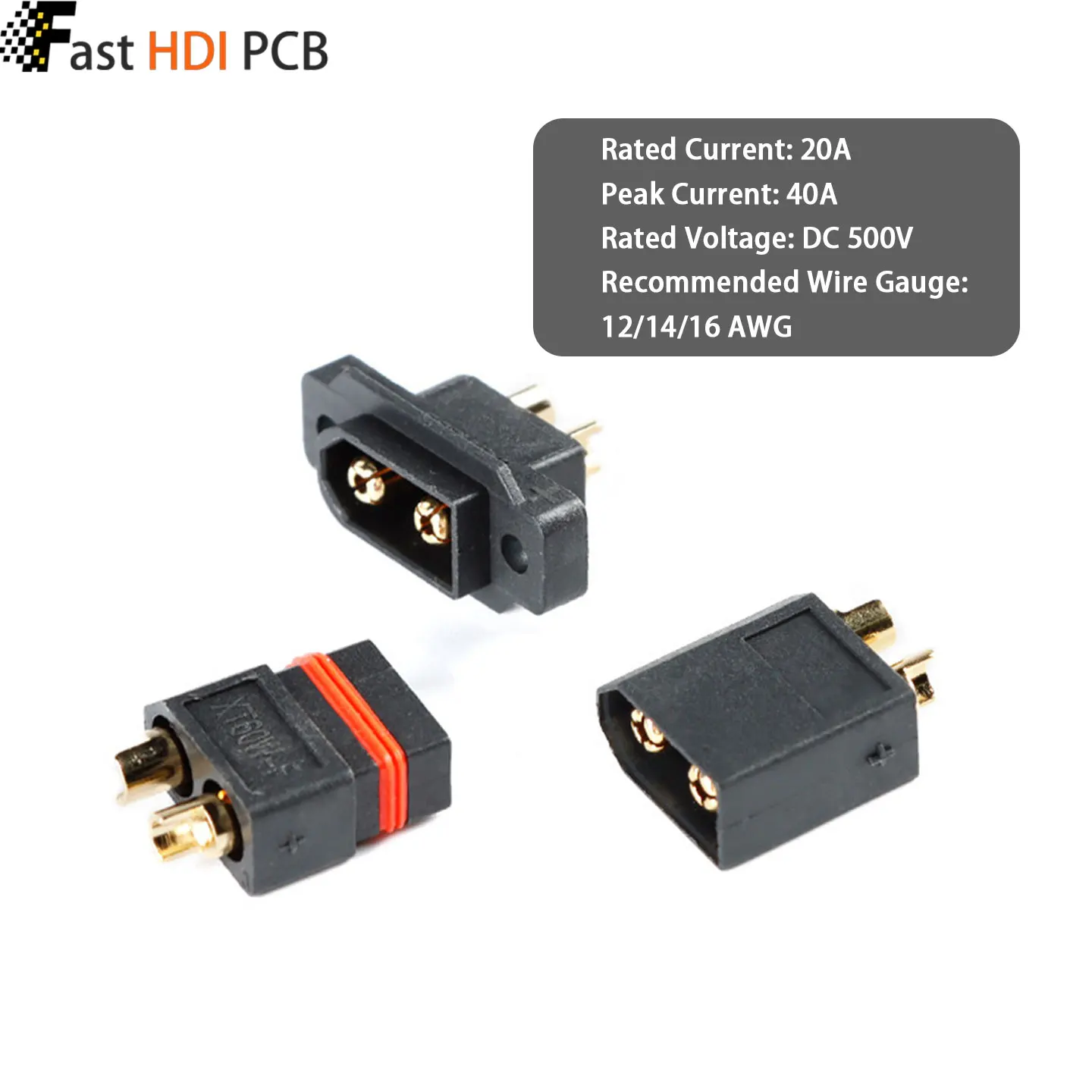 XT60W Waterproof Connector Male/Female Gold Plated 20A 40A Peak for RC LiPo Battery ESC Drone – XT60EW-M Enhanced Version
