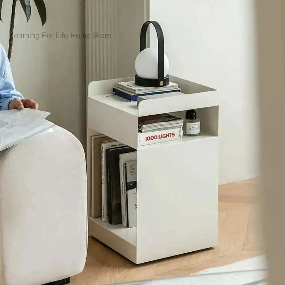

Home Removable Bedside Cabinet Nightstand Metal Iron Storage Locker Modern Simple Desk Bureau Sofa Side Sideboard