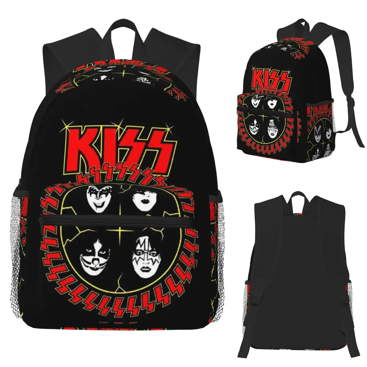 KISS The Band Demon Red Rock Music Student Backpack School Bag Hiking Travel Daypack for Boys Girls Fashion Bookbag Shoulder Bag