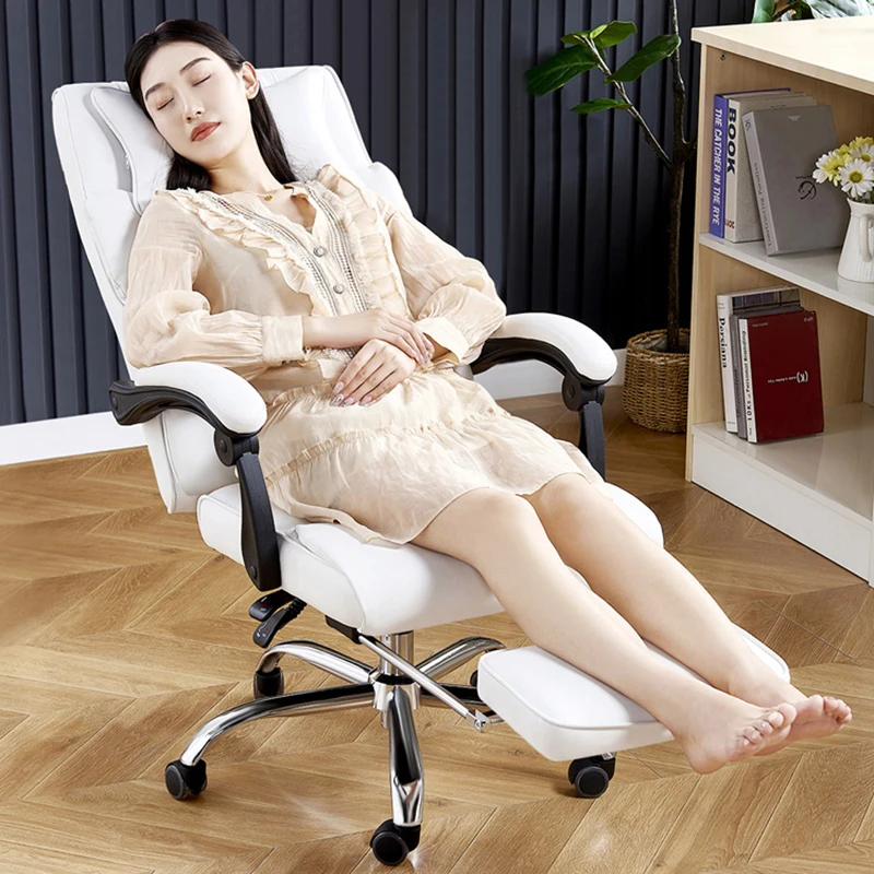 White Office Chair Recliner Headrest Sleep Lounge Home Office Chair Floor Conference Executive Chaise Bureau Office Furniture