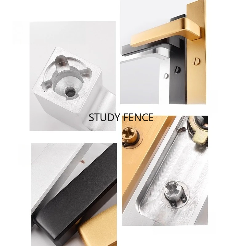 1 set of zinc alloy bathroom door lock bathroom glass bathroom single tongue handle universal keyless lock view 5