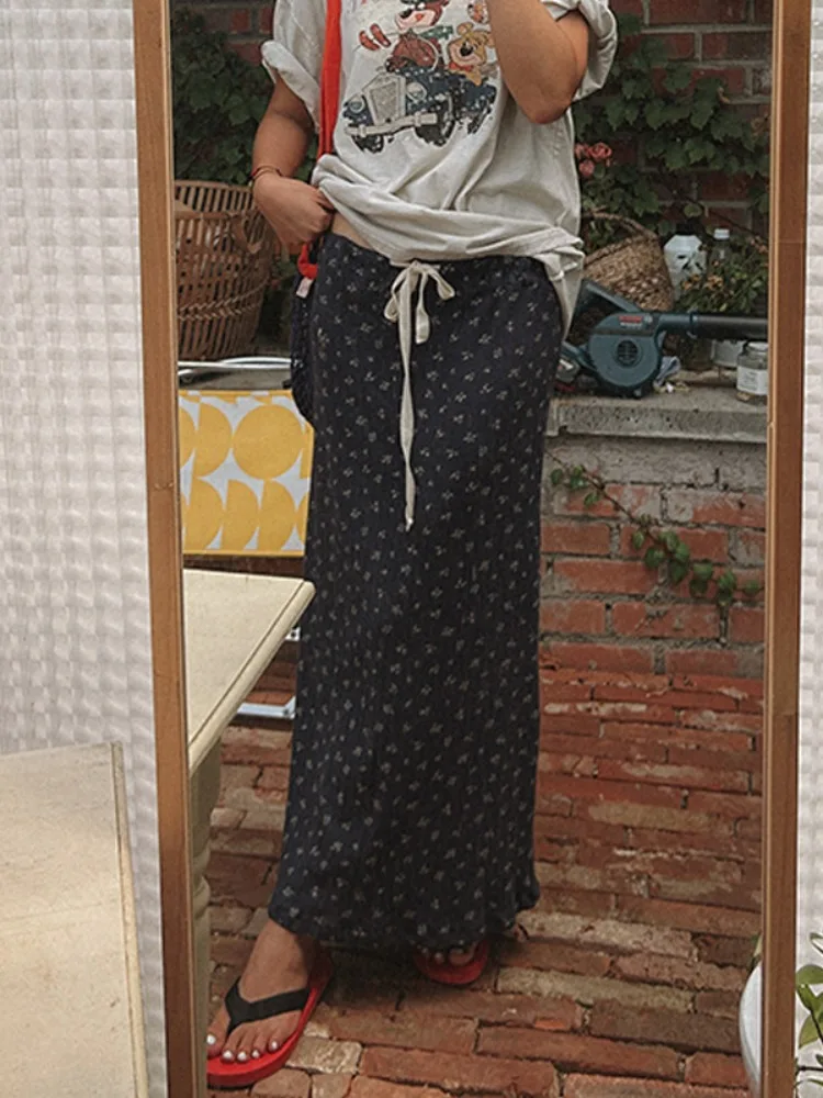 Gonna lunga floreale retrò con Dstring Dongda Gate Autunno New Sle Faionable Maglione da donna Primavera Autunno Inverno