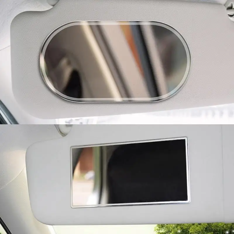Stainless Steel HD Clip On Car Vanity Mirror Universal Auto Sun Visor Makeup Mirror for Women Travel Cosmetic Use