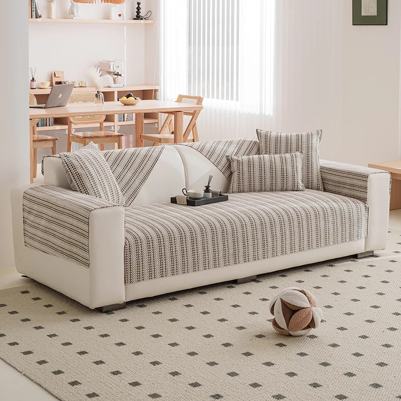 وسادة أريكة لغرفة المعيشة غير قابلة للانزلاق على الطراز الأمريكي للفصول الأربعة منشفة أريكة عالمية شريط منزلي على شكل حرف L أريكة 1/2/3/4 مقاعد #3