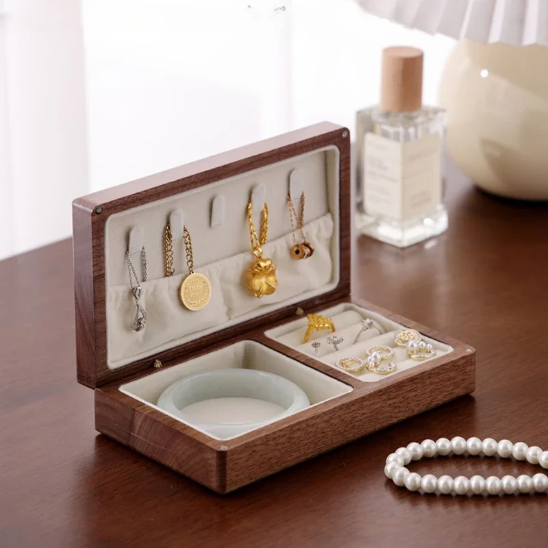 Solid wood jewelry high-grade exquisite desktop storage box ring necklace bracelet