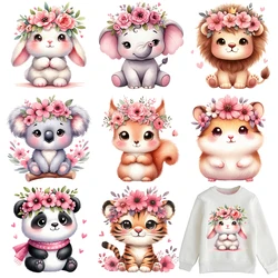 20cm Flower Animal Rabbit Elephant Lion Iron On Heat Transfer Sticker For Clothes Pinted Vinyl Thermal Washable T-Shirt Decal