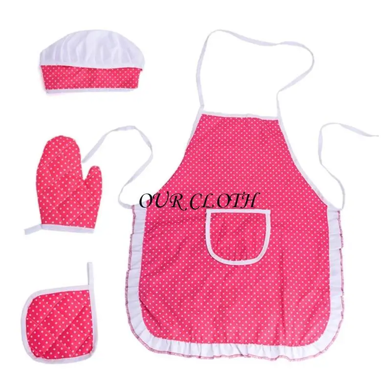4PCS -Köche Dressing Kids Chefs und Schürze, Köche Kostüm -Set tun vor, Spielen Spielzeug Backwerkzeuge für Kleinkind Y1ac