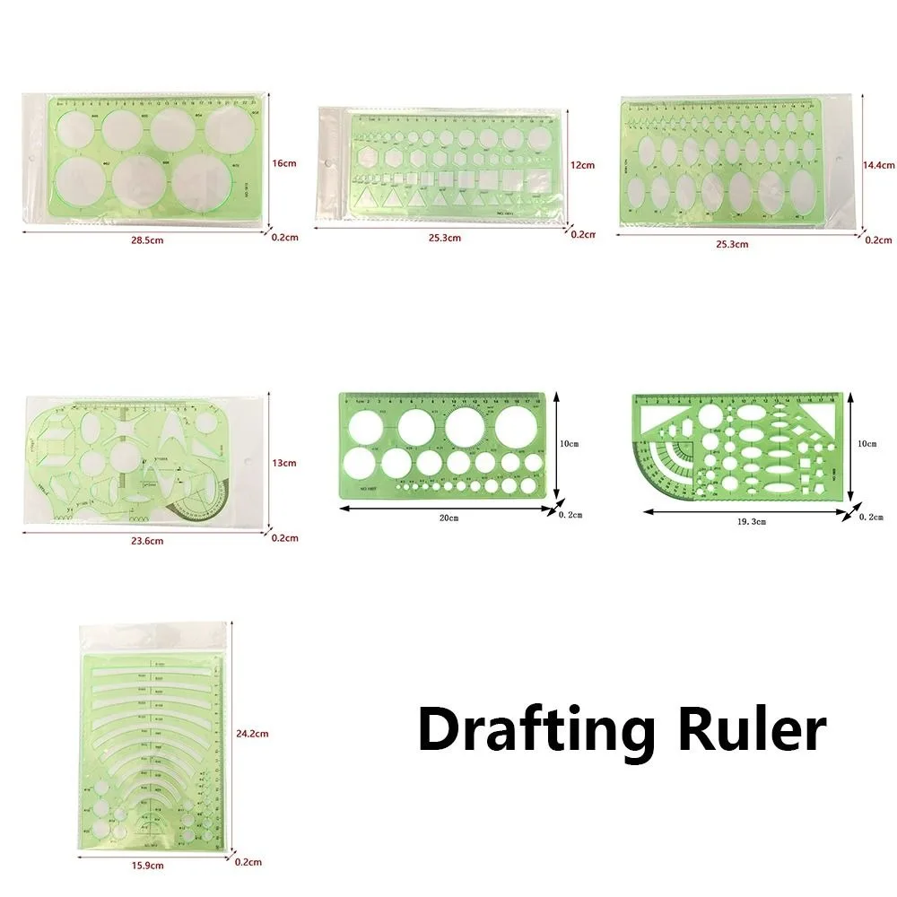 Geometric Template Ruler Technical Drawing Measuring Ruler Circle Stencil Plastic Student Painting Drawing Drafting Tool