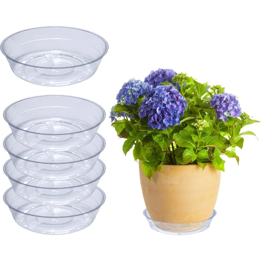 

Curtis Wagner Plastics Drip Pan Plant Saucers 5Pack Clear Round (Diameter: 3 Base 4 Top 1.12 Depth) Thin Plastic Planter to be