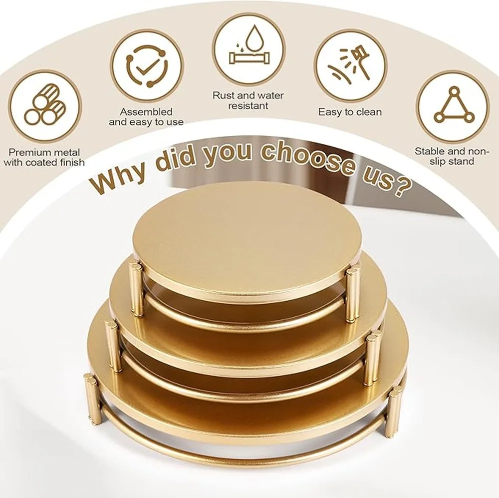 Sleek Gold Dessert Table Display Set With Cake Stand And Elegant Coasters Ensures Attractive 6