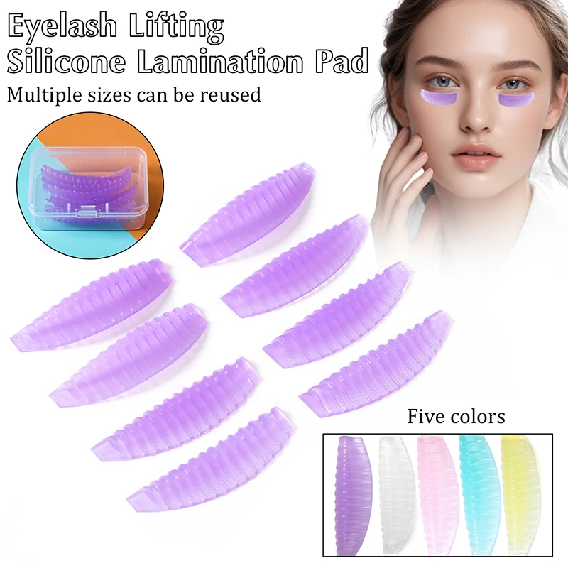 4Pairs Reusable Eyelash Lifting Pad Silicone Lamination Pad Vertical Stripe Perm Rods 3D Lashes Extension Curler Makeup Tool