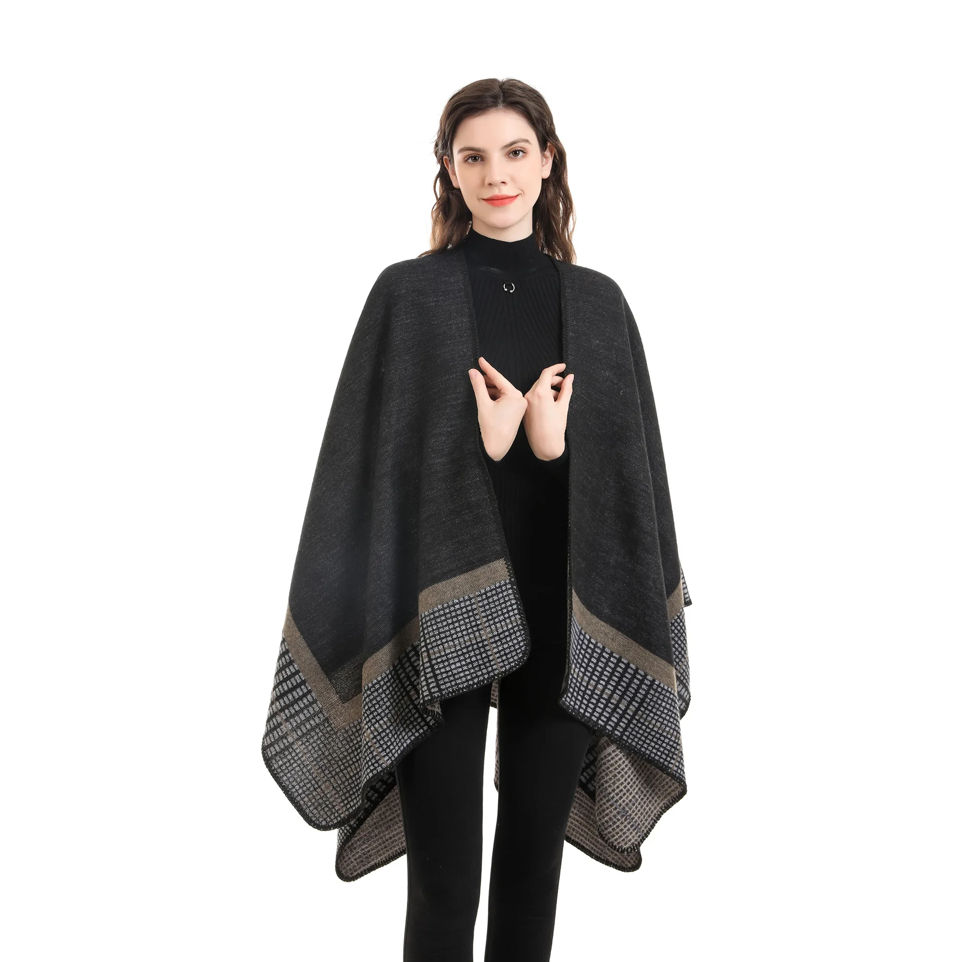 Women Spring Cloak Stylish Cashmere Feel Shawl Lady Classic Vintage Cape Autumn Retro Cardigan Winter Soft Large Blanket New in