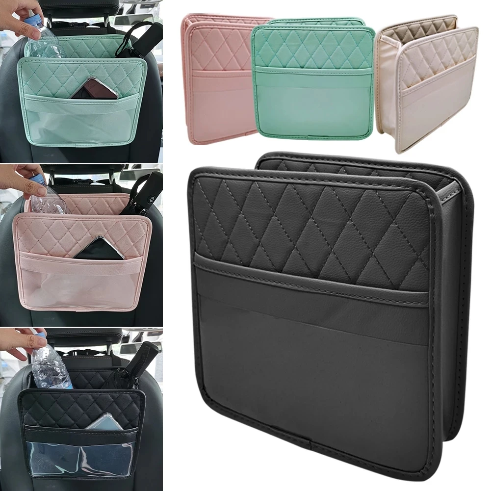 

Car Backseat Organizer Storage Bag High Capacity Multi-use PU Leather Universal Car Seat Back Protectors for Trip Kids Travel