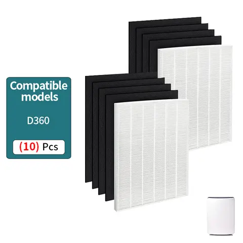 Filtre de rechange D3 pour supporter ficateur d'air Winix D360, numéro d'article 1712, 0101, 02 2 filtres HEPA True (H13) + 8 pré-filtres à charbon
