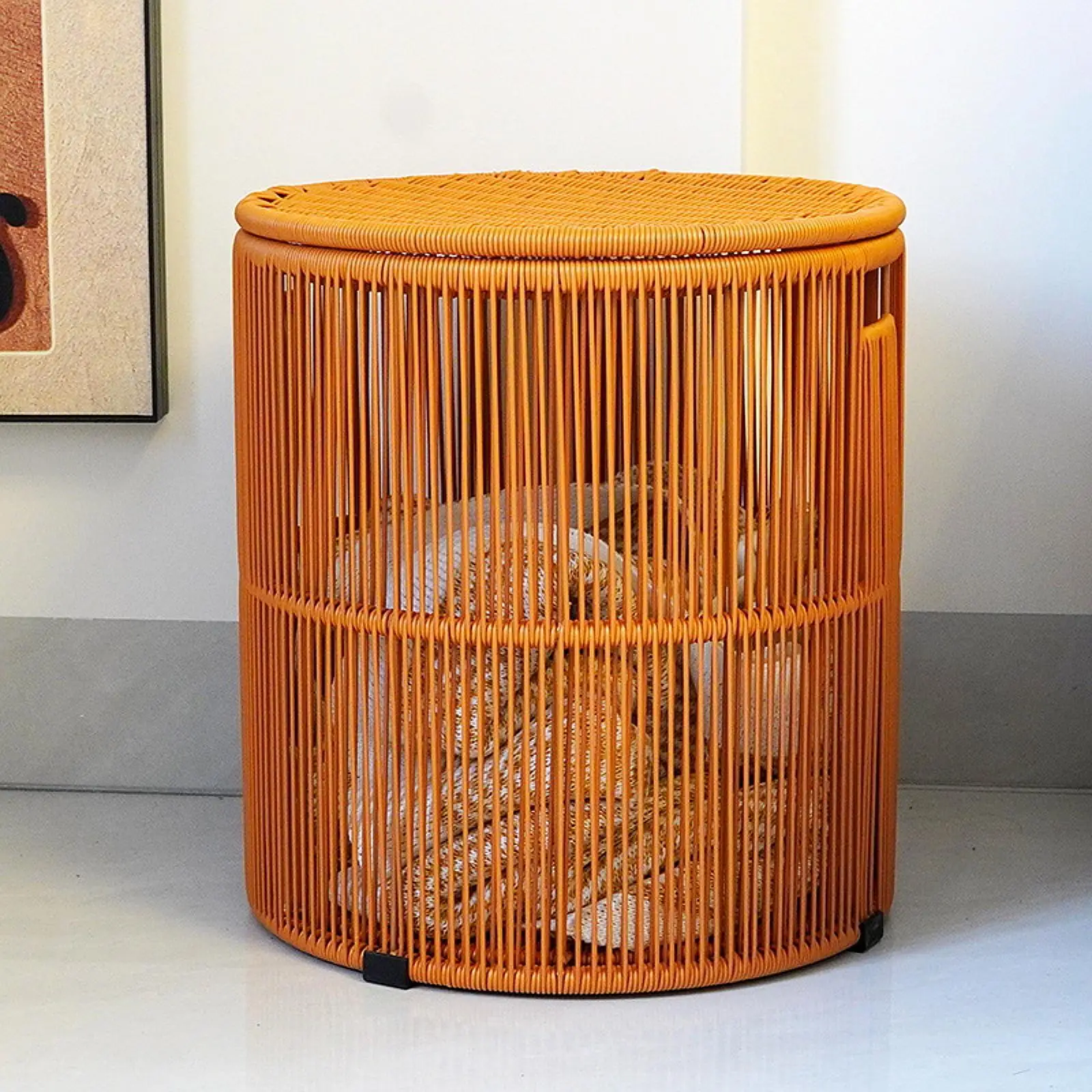

Dirty Bag Washing Basket Holder Portable with Lid Laundry Hamper Handwoven Laundry Basket for Living Room Bathroom Hotel Toys