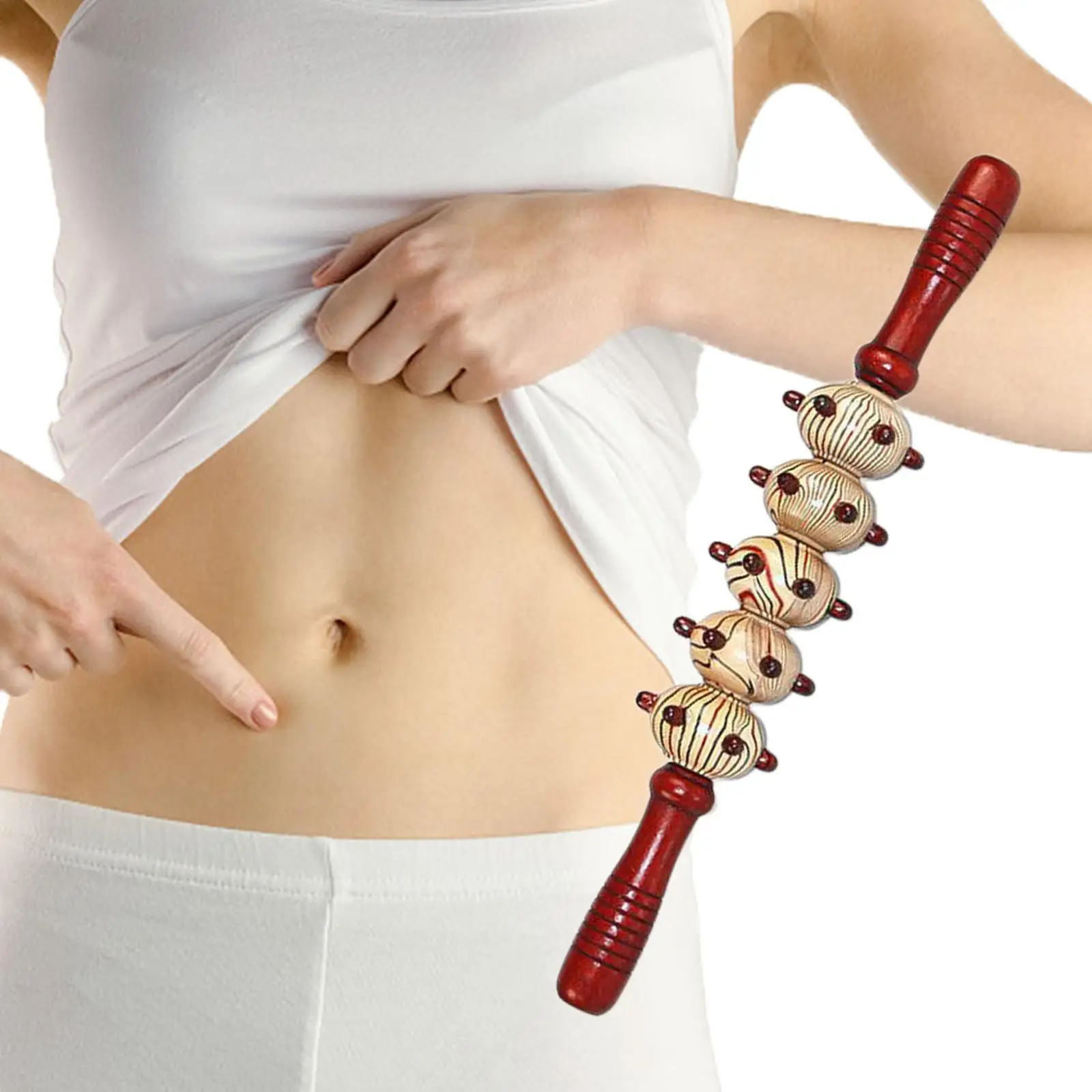 

Wooden Massage Roller Handheld Muscle Massager Stick Manual Body Shaping Tool for Back Legs Thigh Waist Massage