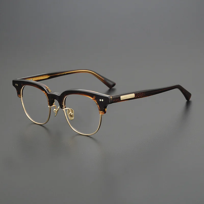 

Handmade Trendy Semi Rimless Men's Eyewear Top Quality Retro Eyeglasses for Women Classic Vintage Acetate Glasses Frame