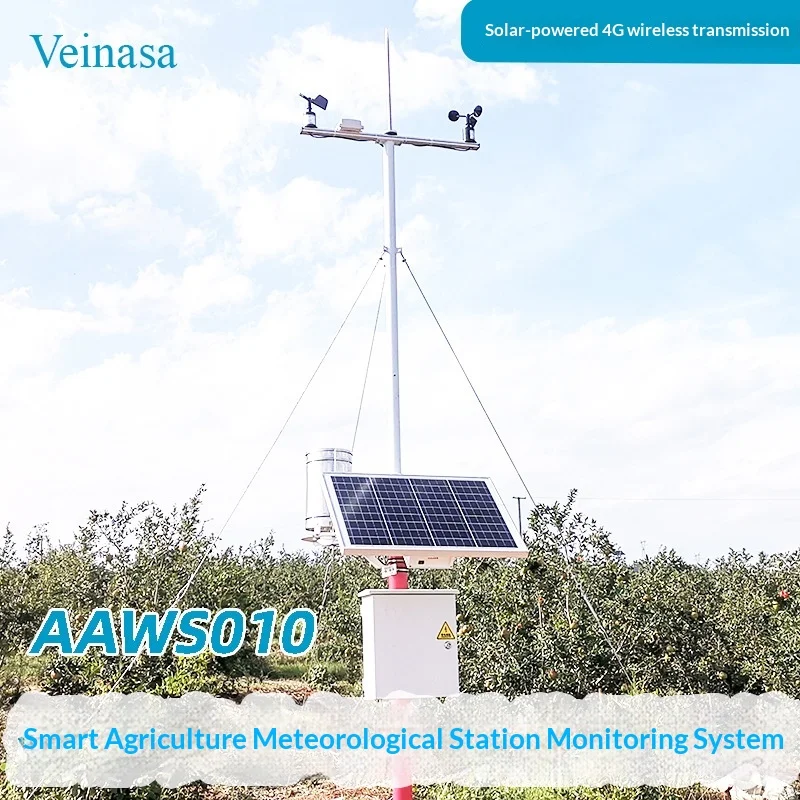 2026 Veinasa Agricultural Weather Station AAWS310 Comprehensive Environmental Monitoring Soil Moisture 4G Wireless Solar Power 2