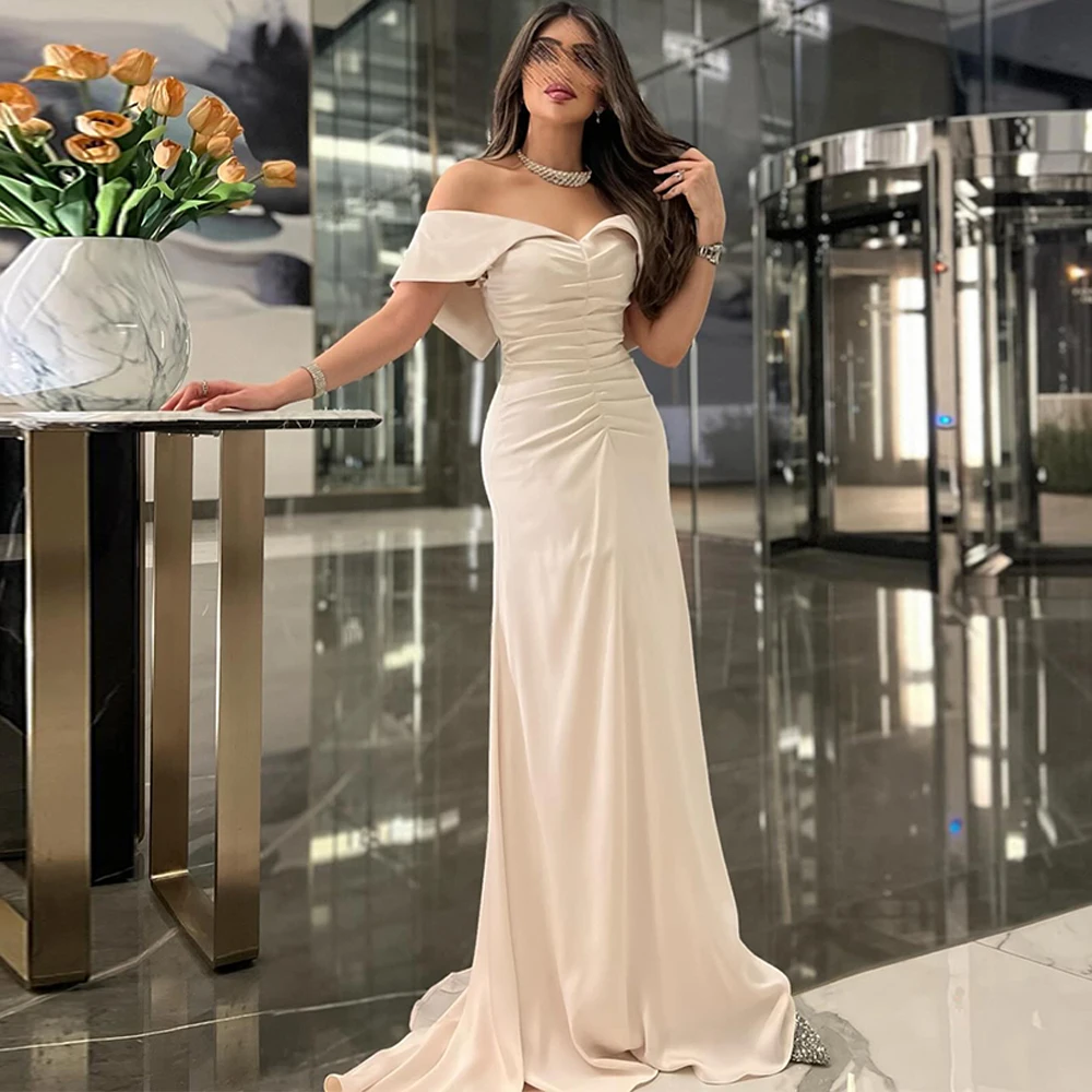 Hochwertiges Chiffon-Abendkleid mit U-Boot-Ausschnitt, klassisches Meerjungfrau-Cocktailkleid, modernes Sweep-Zug-Kleid für besondere Anlässe