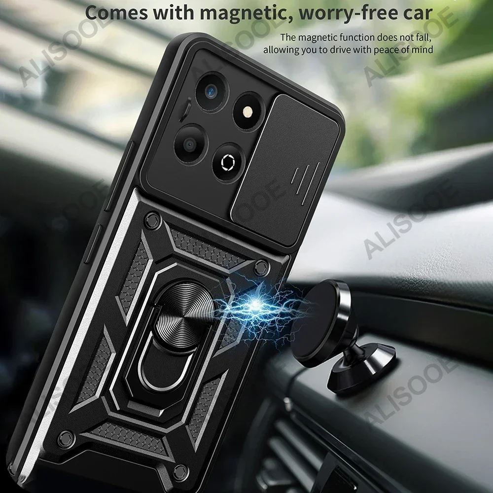 Funda for Honor X8D X8C X7C 4G Case Slide Camera Lens Ring Stand Holder Shockproof Phone Cover for Honor X7C Capa