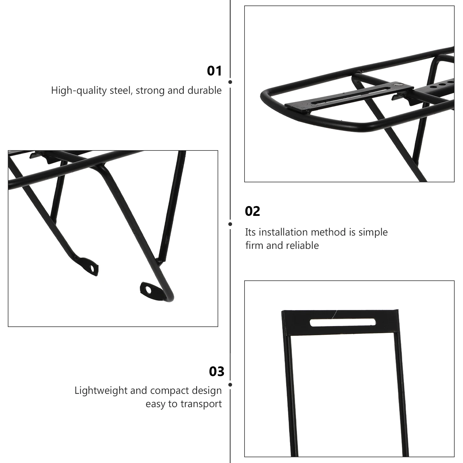 

Mountain Bike Shelves Durable Steel Material Lightweight Compact Design Easy Installation Practical Use Bicycle Front Rack Black