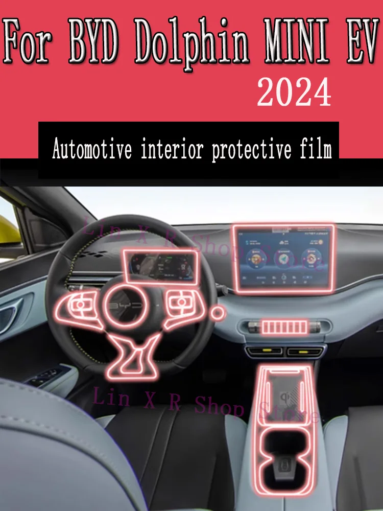 

For BYD Dolphin MINI EV Seagull （2024）Gearbox Panel Navigation Automotive Interior Screen Protective Film TPU Anti-Scratch
