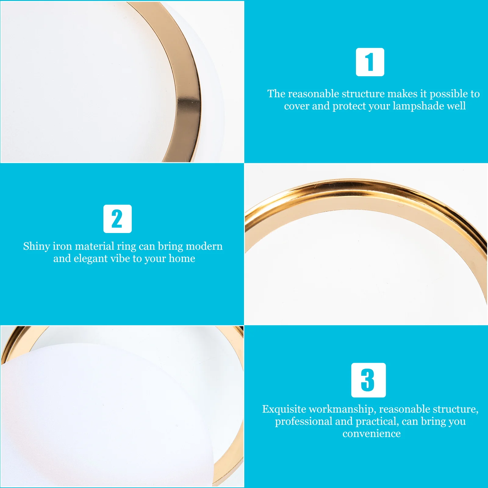 

Lampshade Dust Cover Appliance Covers Decor Home Ceiling Acrylic Light Pendant Shiny Iron Ring Modern Extend Lamp