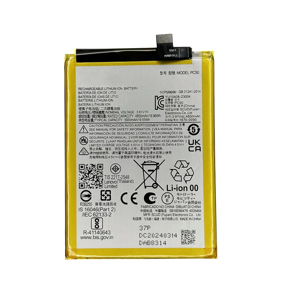 Batería PC50 5000mAh 100% genuina y nueva para Motorola G54 XT2343-3, batería de repuesto para teléfono 5
