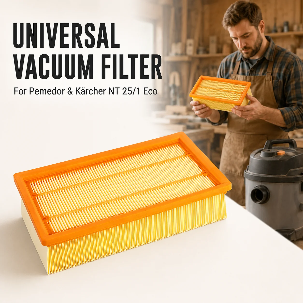 Air Filter Vacuum Cleaner Oil-Proof PVC Replacement Filter For KARCHER &PEMEDOR Durable Easy-Clean Long-Lasting Universal Filter