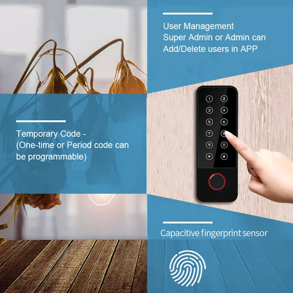 WIFI Tuya APP Metal Waterproof Biometric Fingerprint Access Controller RFID Card Keypad Standalone Door Access Control System
