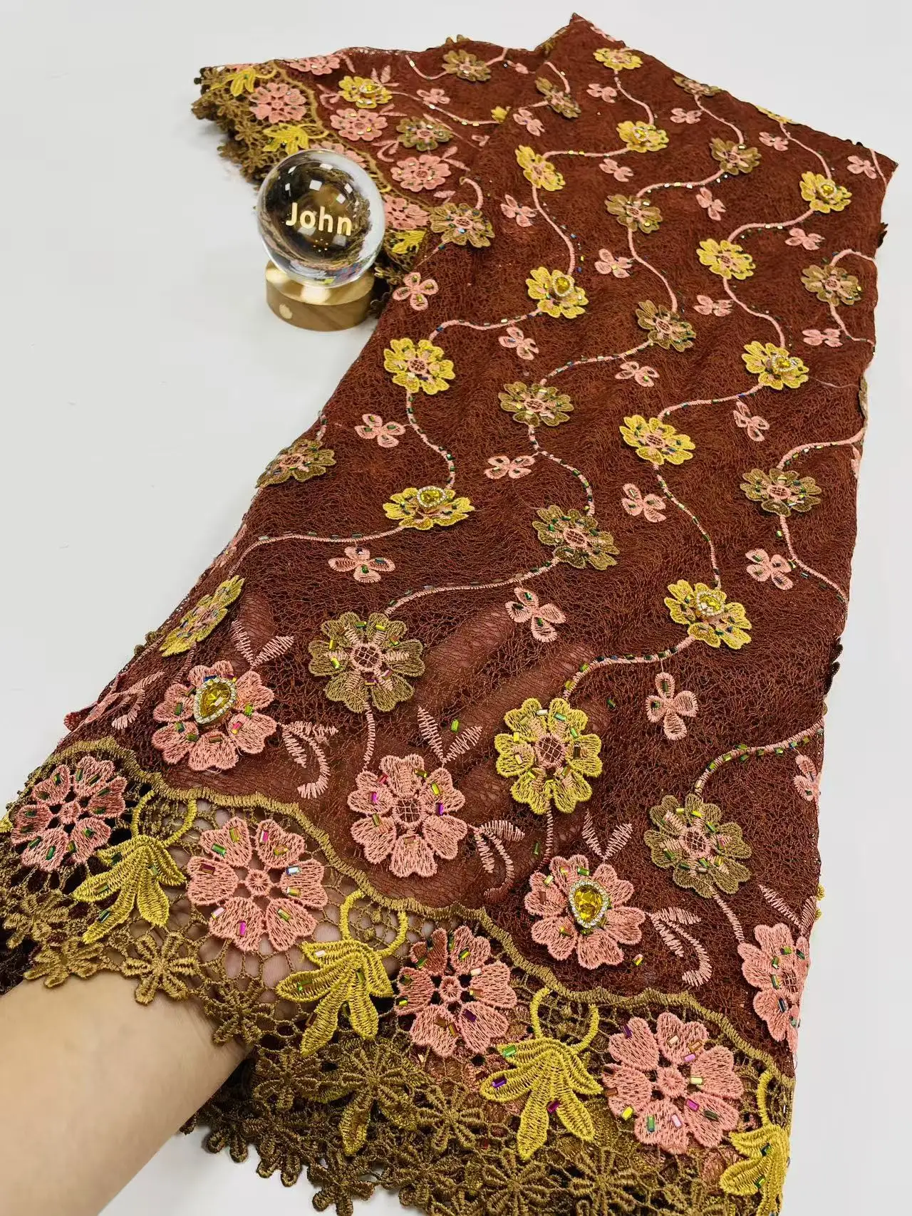 

African Cord Guipure Lace Fabric 2026 French Asoebi Chantilly Water Soluble Lace Fabric High Quality For Party Dress 5yar H103-1