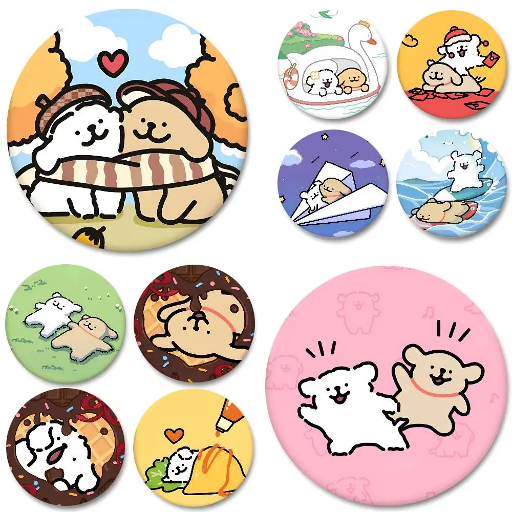Cute Cartoon Line Dog Maltese Round Badges Can Be Used To Decorate Clothes And Backpack Pins