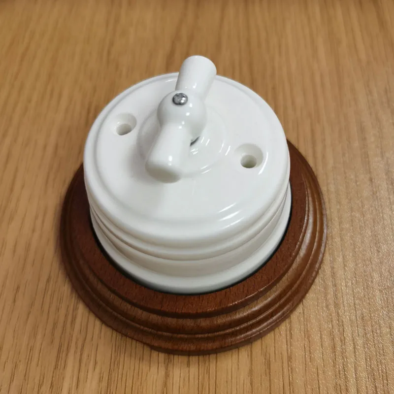 EU Plug 110-250V High Quality Wall Light Electrical Installation Ceramic Knob Switch for Home Decor