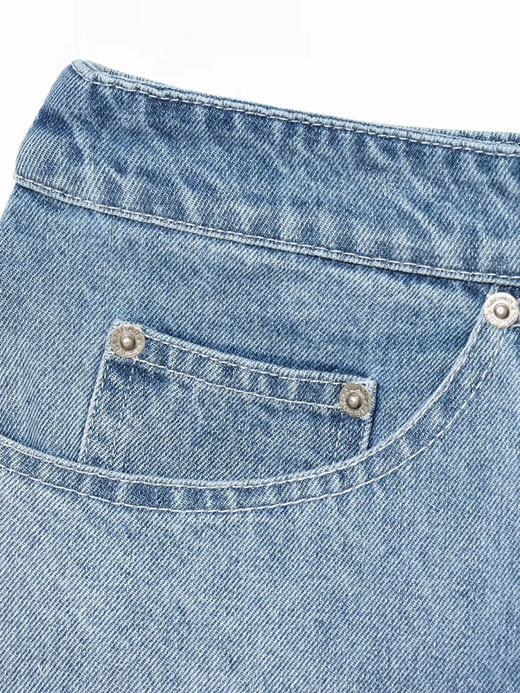 European style new women's fashion versatile and elegant loose fit washed distressed wide-leg denim jeans