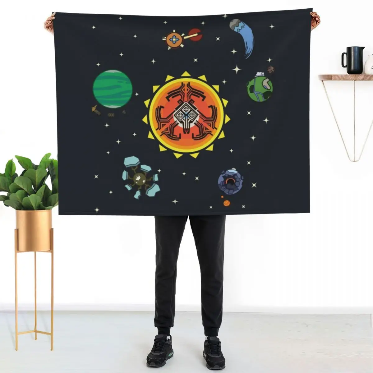 Hearthian Solar System Throw Blanket Soft Solid Color Blanket for Couch Bed