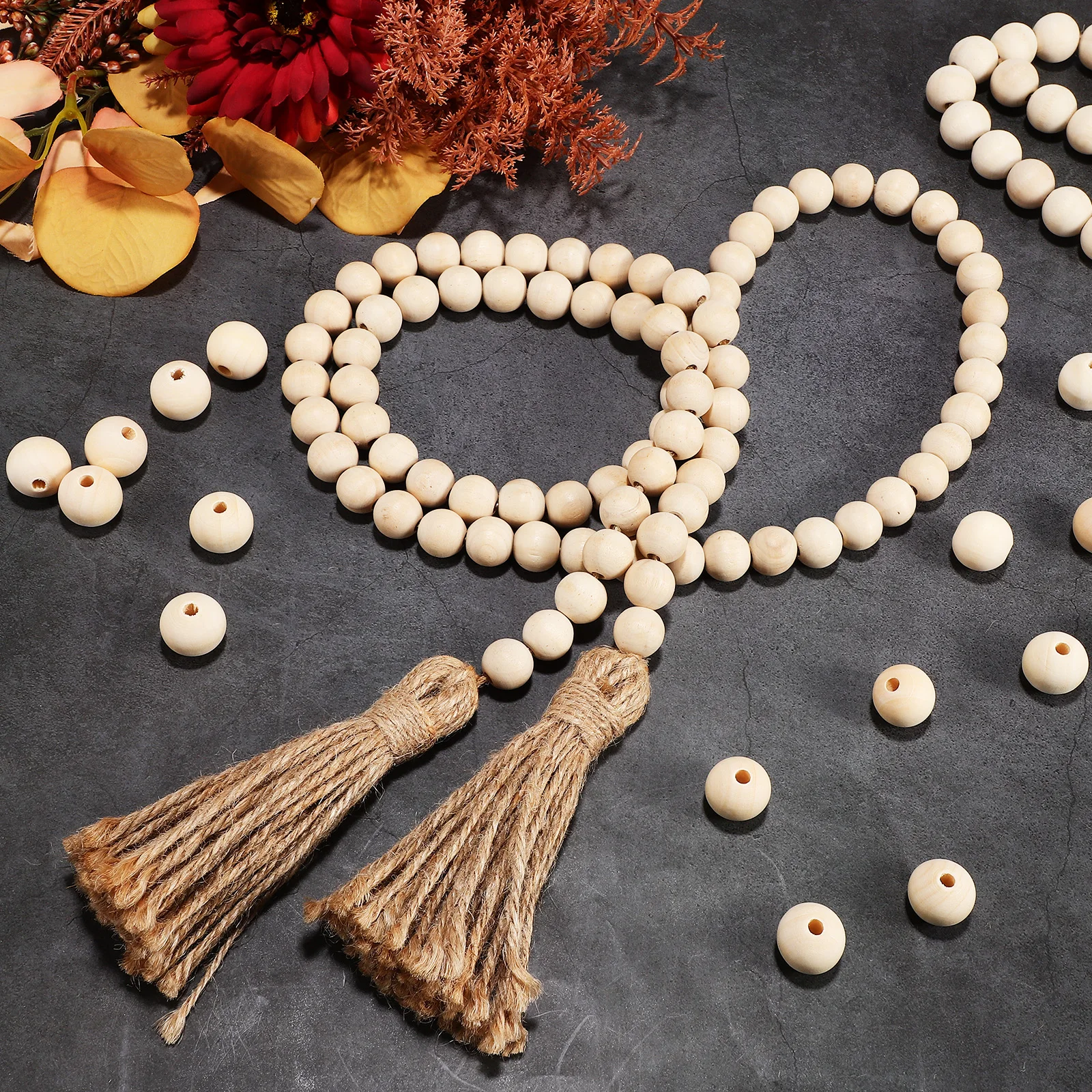 

100 Pcs Wooden Beads Diy for Jewelry Making Bulk Crafts Car Crafting with Holes