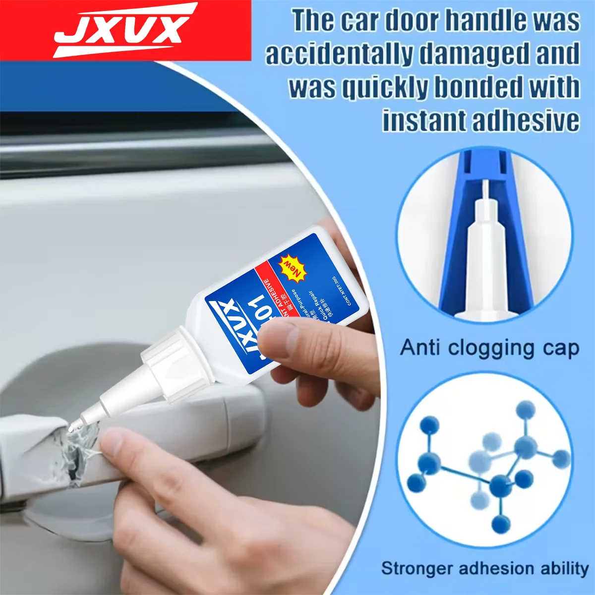 JXVX 401 غراء فائق متعدد الأغراض لاصق سيانو أكريليت عالمي 20 جرام لاصق سريع فوري مطاط خشب معدن زجاج أقوى غراء لصق شامل، أداة لاصقة 401 جديدة قوية وشفافة #2