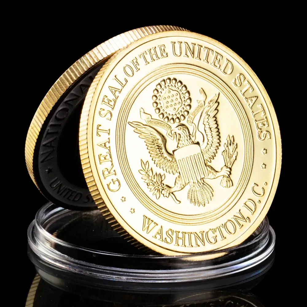 US Nation Security Agency Souvenir Gold Plated Coin Great Seal of The US Commemorative Coin Eagle Pattern Collectible Coin