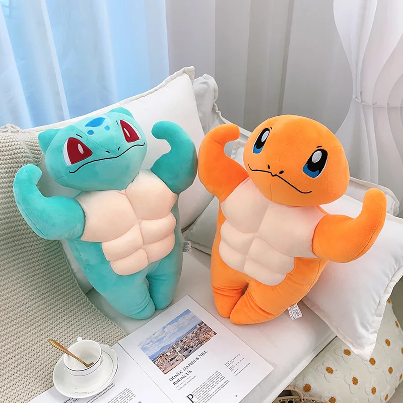 45-65cm Muscle Psyduck Pokemon Plush Toys Anime Doll Kawaii Bulbasaur Charmander Giant Stuffed Plushie Pillow Gifts for Children