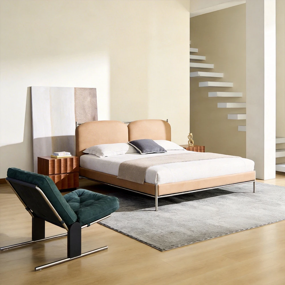 #Modern Solid Wood Minimalist Luxury Bedside Table With 2 Drawers And Storage Bedroom Furniture Package Solution