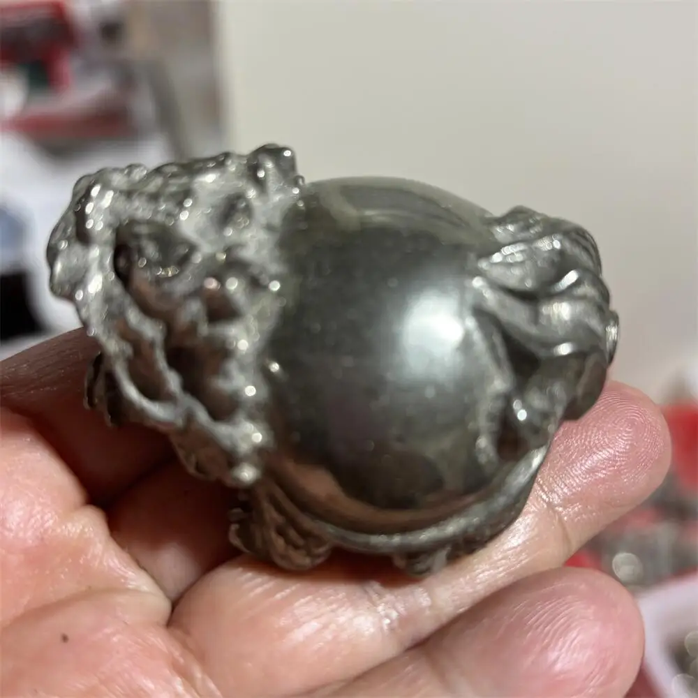 Natural Pyrite Pixiu Carving Reiki Healing Feng Shui Stone Decorative Animal for Home Garden Holiday Crafts Gift