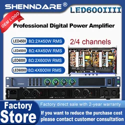 SenMicre LED450 4X450W 8Ohm Professional Digital Power Amplifier 4 Channel Sound Amplifier DJ Subwoofer AMP 4X1200W 4Ohm Class D