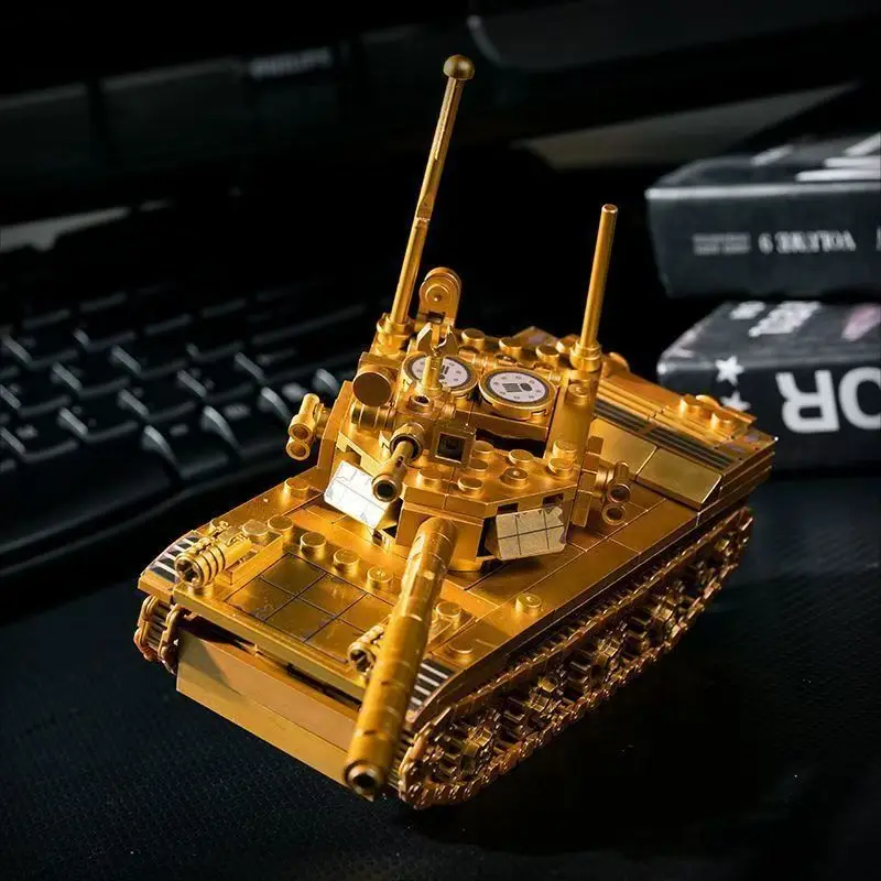 2025 Golden Military T85 Main Battle Tank Building Blocks WW2 Army Soldier Figures Bricks Educational Toys for Children Boy Gift
