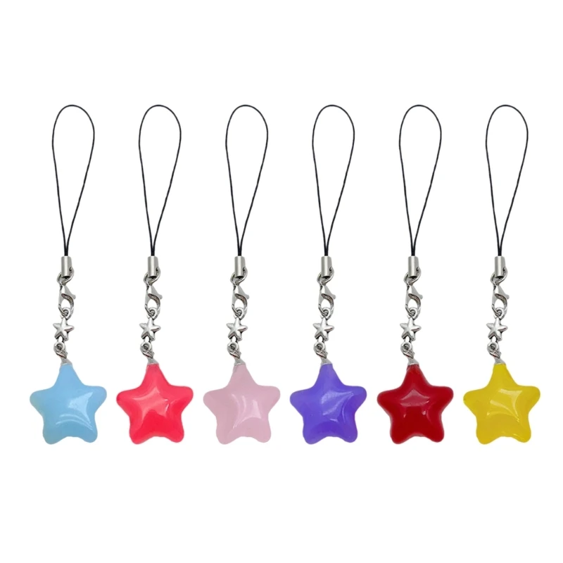 Multicolor Phone Lanyard Jelly Star Shape Pendant Keychain Anti-Lost Phones Chains Cellphones String Straps Accessory