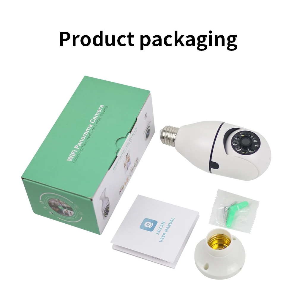 5 Pz E27 WlFl Lampadina Telecamera di Sorveglianza PTZ Visione Notturna a Colori Protezione di Sicurezza Interna Tracciamento Automatico CCTV Baby Monitor Ca
