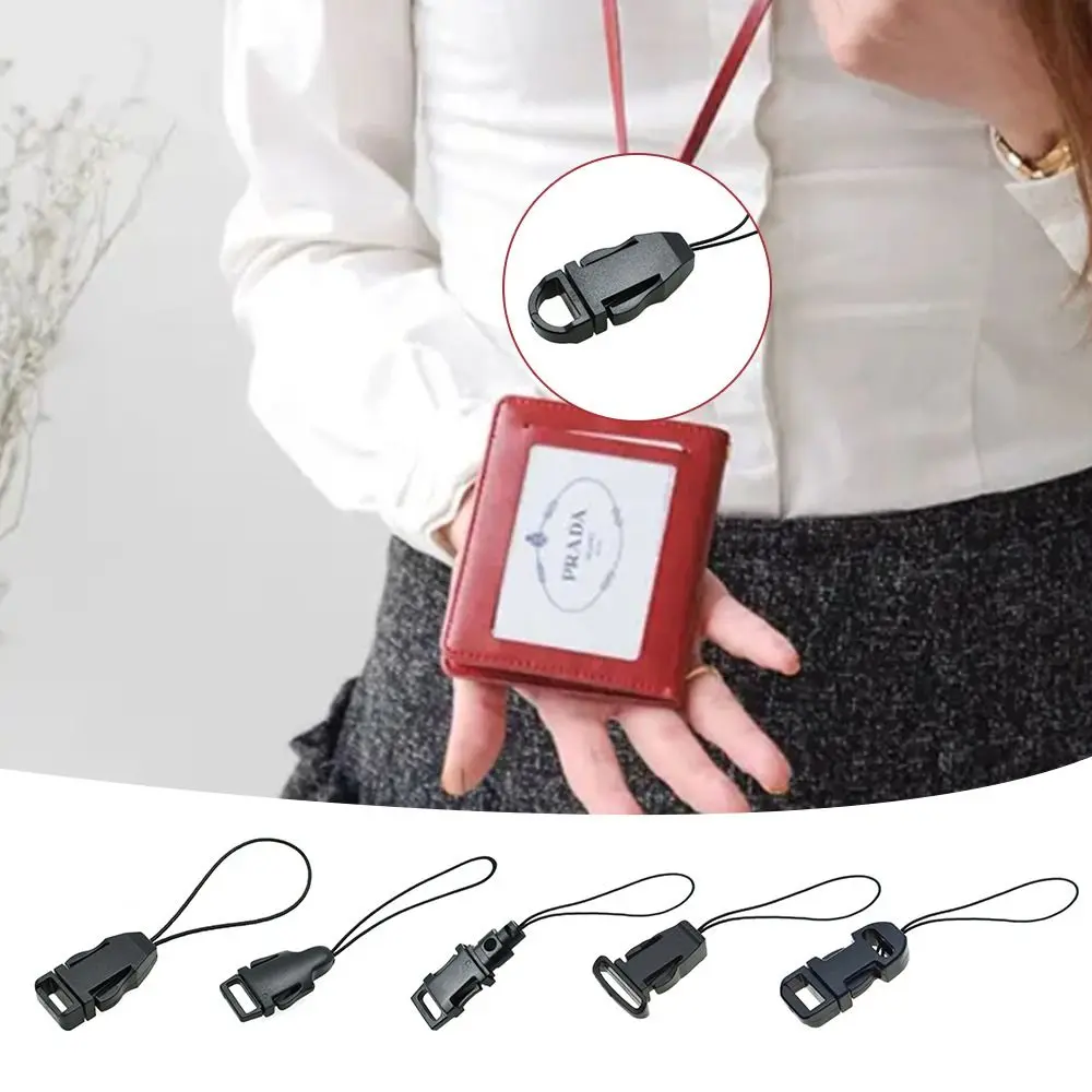 10 Pcs/Pack Mini Detachable Mobile Phone Buckle DIY Hand-Woven Anti-lost ID Card Holder Black Key Ring