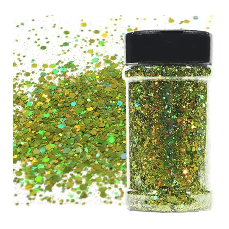 100 g superglänzendes holografisches klobiges Glitzerpulver zum Basteln von Epoxidharzbechern
