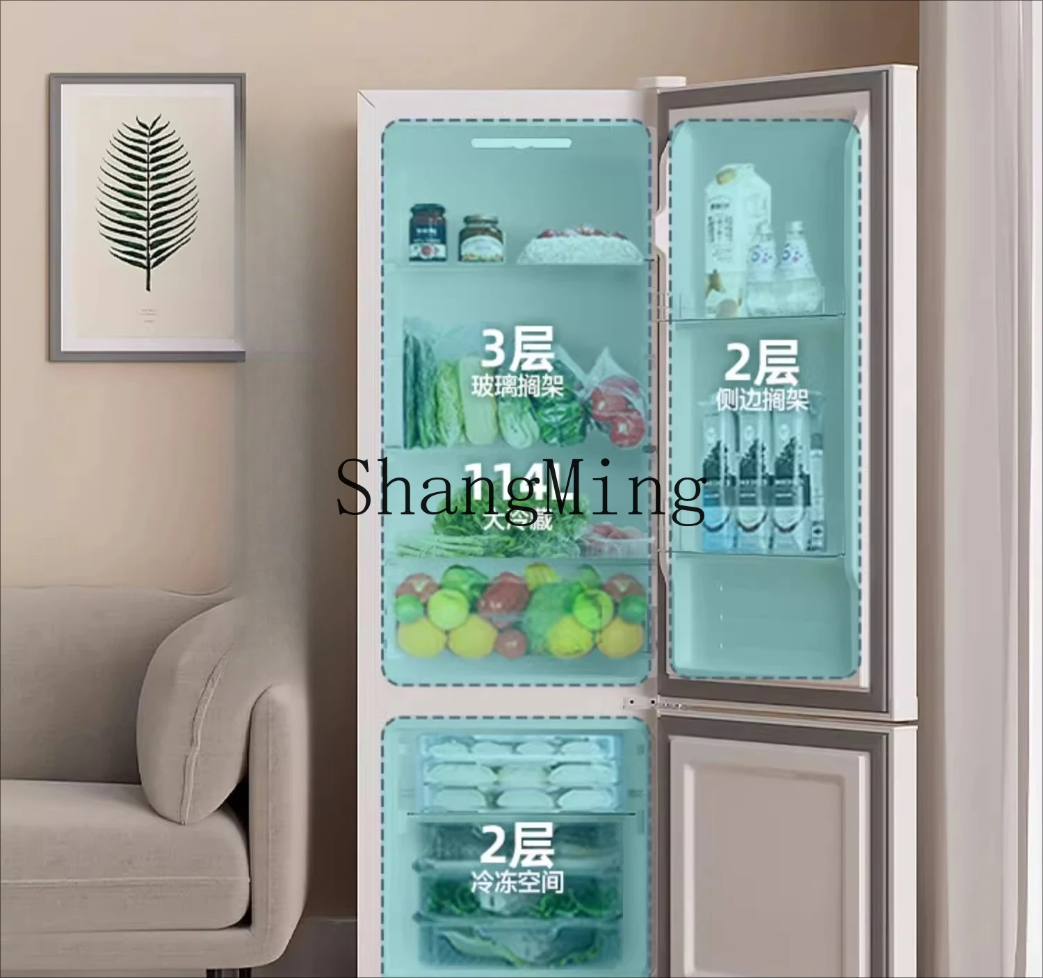 ZYY 家庭用小型冷蔵庫超薄型両開き省エネ小型ミニ冷凍庫