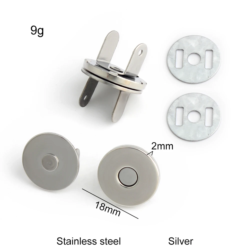 5/10/30PCS 18x2mm 100% Stainless Steel Magnetic Buttons For Leather Shoulder Bag Purse Magnetic Lock Clasp Fastener Accessories
