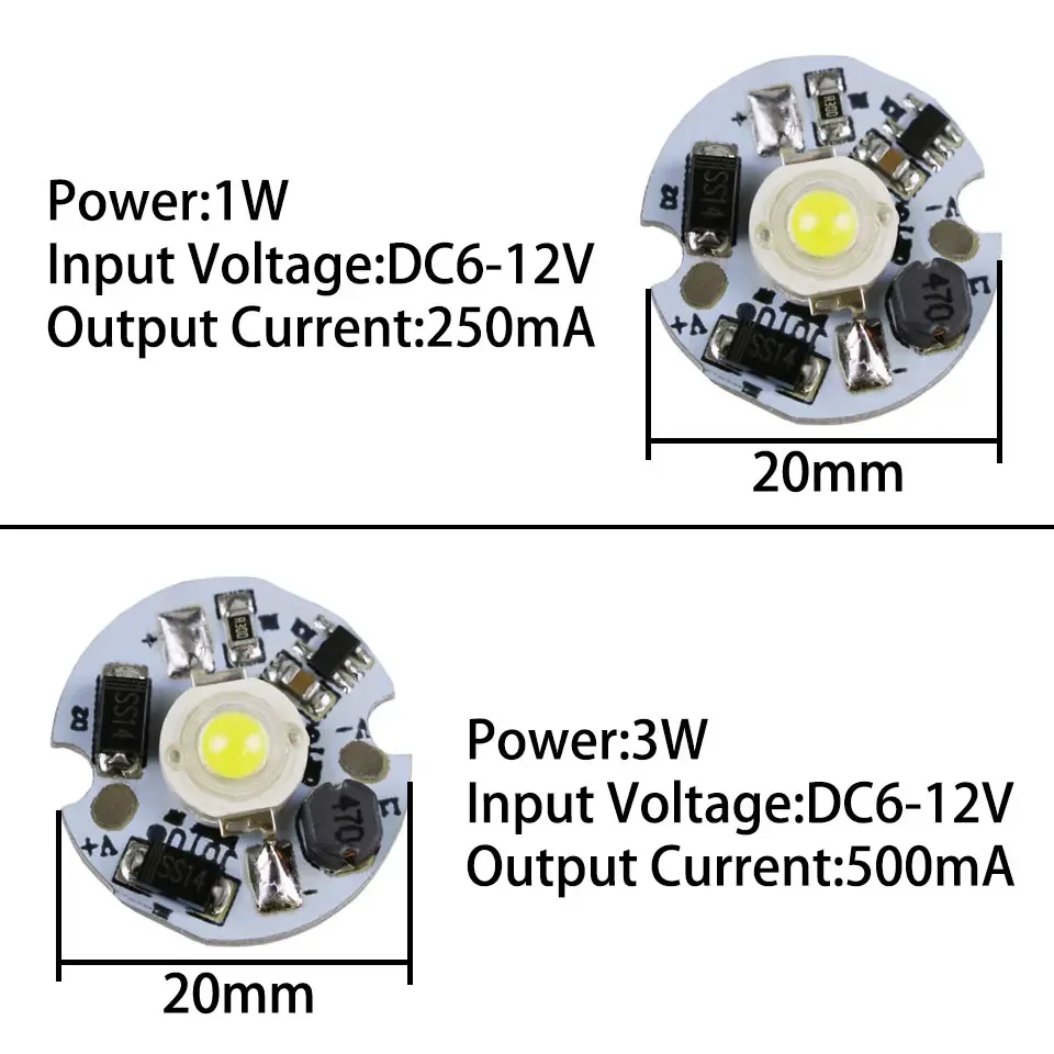 

1 Вт 3 Вт светодиодный светильник с шариками DC3-5 В/6-12 В/12-24 В Drive Free Light Chip Батарея Источник света Плата с линией 15 см для лампы DIY